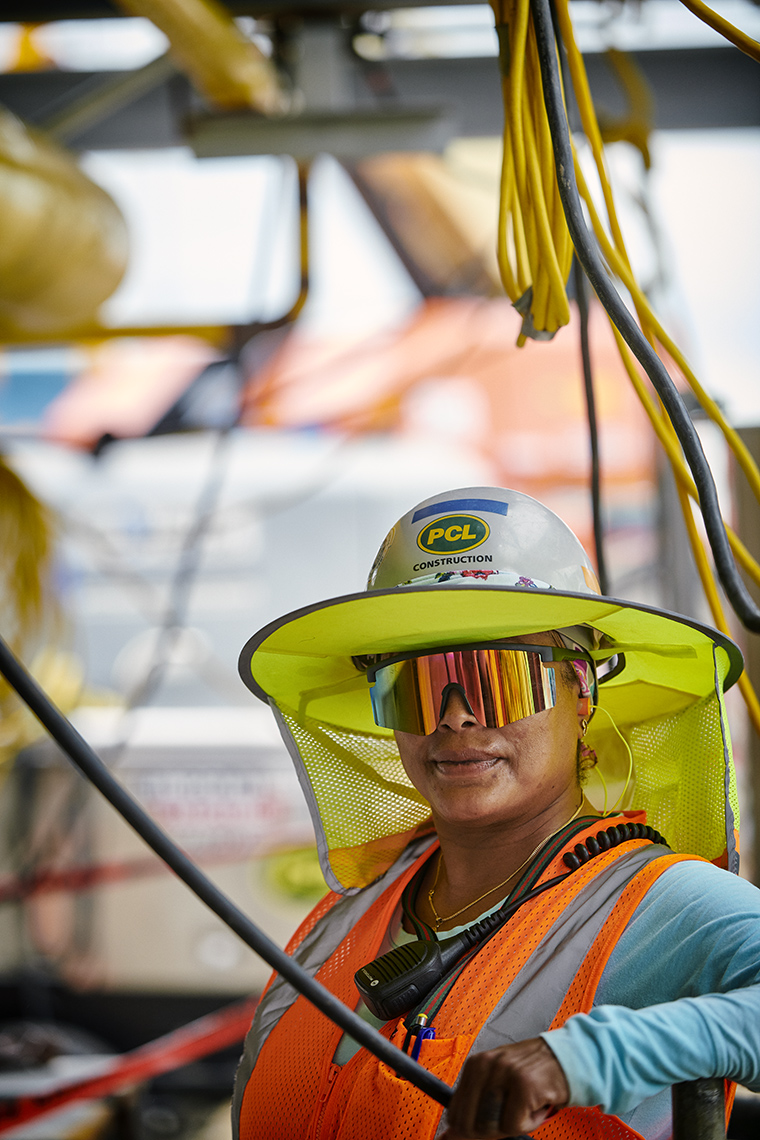 Sun protection for this construction worker